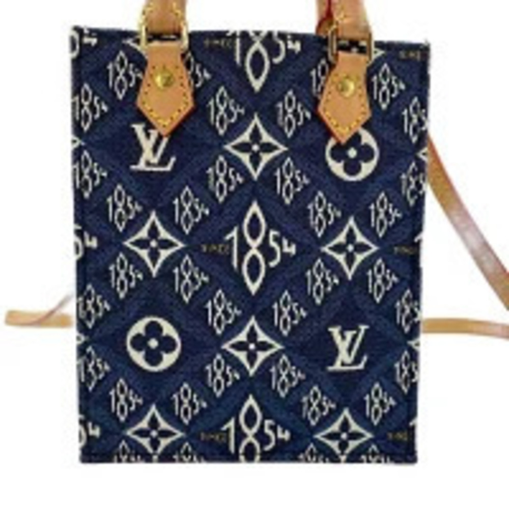 Louis Vuitton Monogram Jacquard Sac Plat Handbag Navy Blue